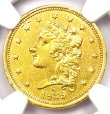1839-C Classic Gold Quarter Eagle Charlotte $2.50 NGC Uncirculated Detail UNC MS