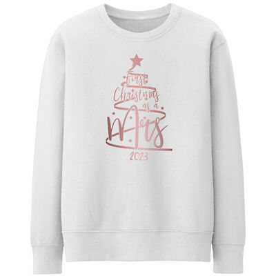 Rose Gold First Christmas As A Mrs Sweatshirt as a Wedding Her Wife To Be Fun...
