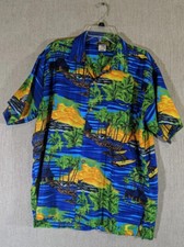 Mens Hawaiian Print Short Sleeve Button Casual Collared Shirt XL Polyester Fun