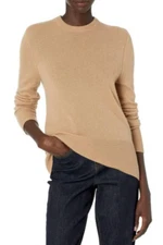 $295 NWT EQUIPMENT SANNI CREWNECK CASHMERE SWEATER CAMEL BEIGE LIGHT BROWN  SZ L
