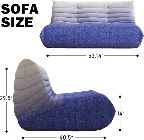 Tatami Sofa Gradient-colored Sofa Love Seat Beanbag Chair Caterpillar Lazy Sofa - Picture 2 of 9