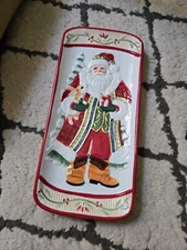 Fritz and Floyd 2011 Christmas Santa St Nick Candy Dish Plate with Box