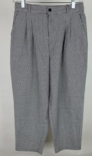 Vintage 90s Trouser Pants S Cropped Leg Houndstooth Plaid Pleated Preppy Retro