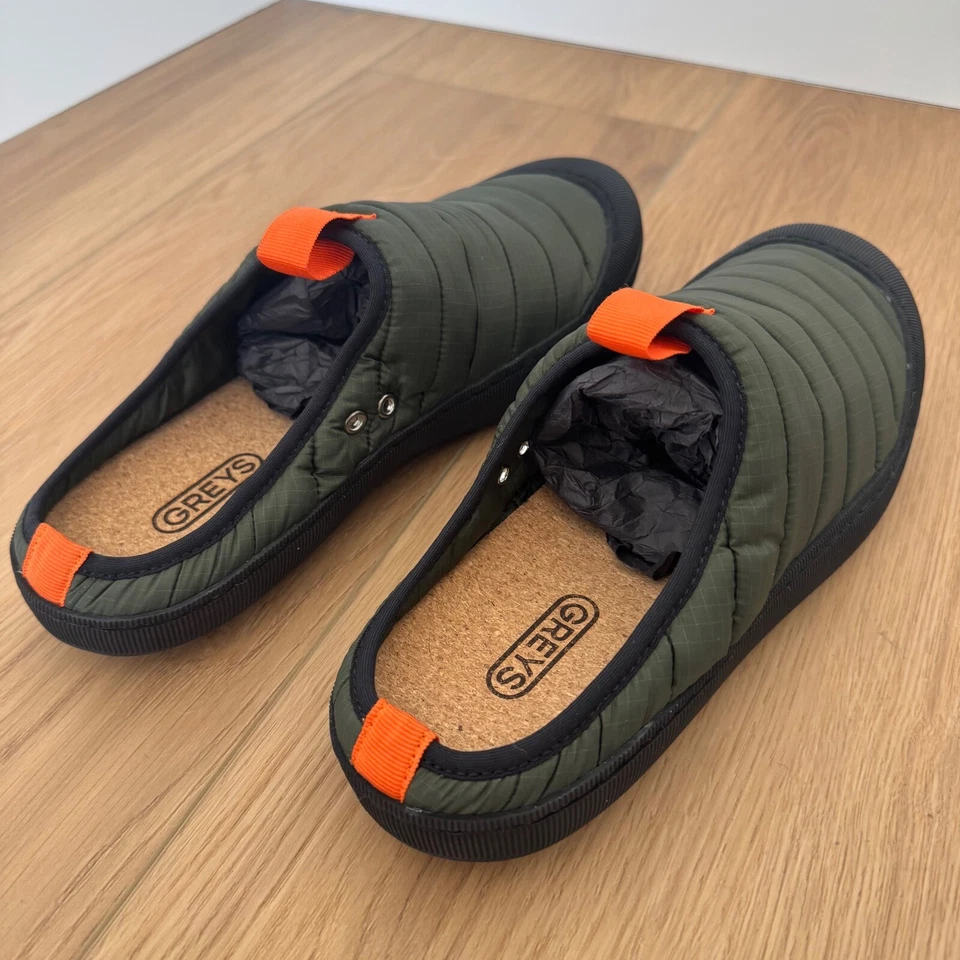 Huckberry скольжения на мулы открытый Тапочки дом туфли с подкладкой комфорта оливковый зеленый - Изображение 3 из 4