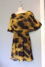 Alice + Olivia Silk Chiffon Kimono Sleeve Blouson Dress XS Elastic Waist