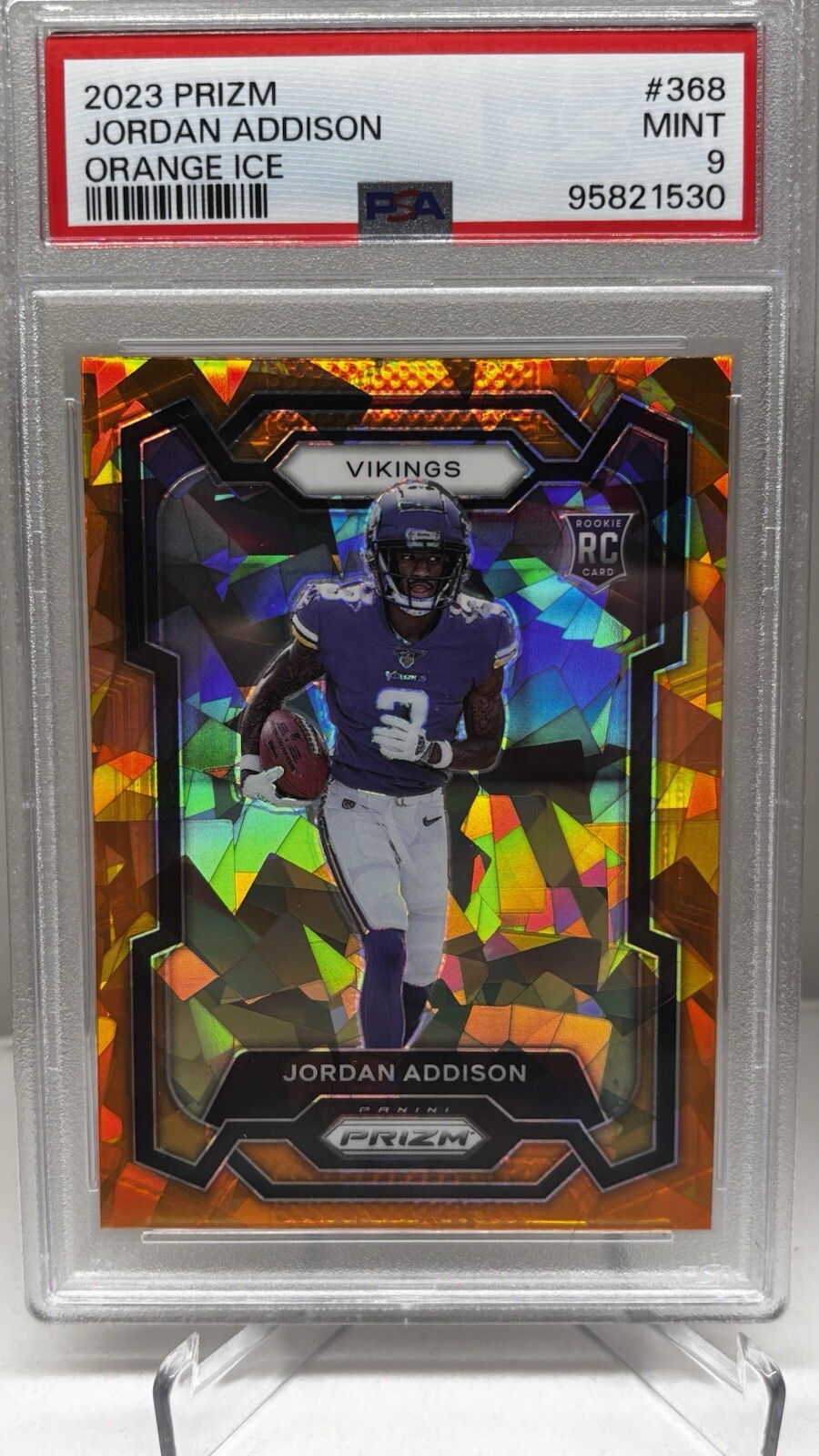 2023 Prizm Jordan Addison Orange Ice Prizm Rookie RC #368 PSA 9