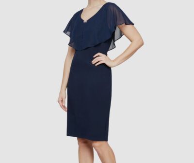 sheath dress with sheer overlay Formal Sleeveless Sheath Dress with Sheer Bodice & Sequin Embroidery  JTJT2433A