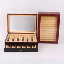 23 Slots Wooden Pen Storage Case Transparent Window Fountain Pen-Collector Box