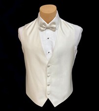 Men's Lord West Ivory Tuxedo Vest  Bow Tie Wedding Groom Prom Medium M
