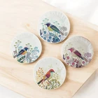 Miniature Bird Plates 1:12 Dollhouse Ceramic Dinnerware Tableware Set of 4