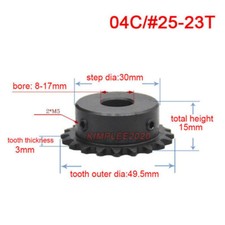  25 Chain Drive Sprocket Wheel 23T Bore 8-12mm Keyway Pitch1/4" 6.35mm 04C Chain