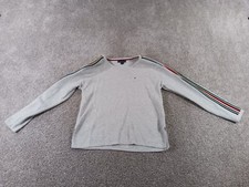 Tommy Hilfiger Womens Small Pullover Knit Jumper Sweater Colorful Stripe Gray