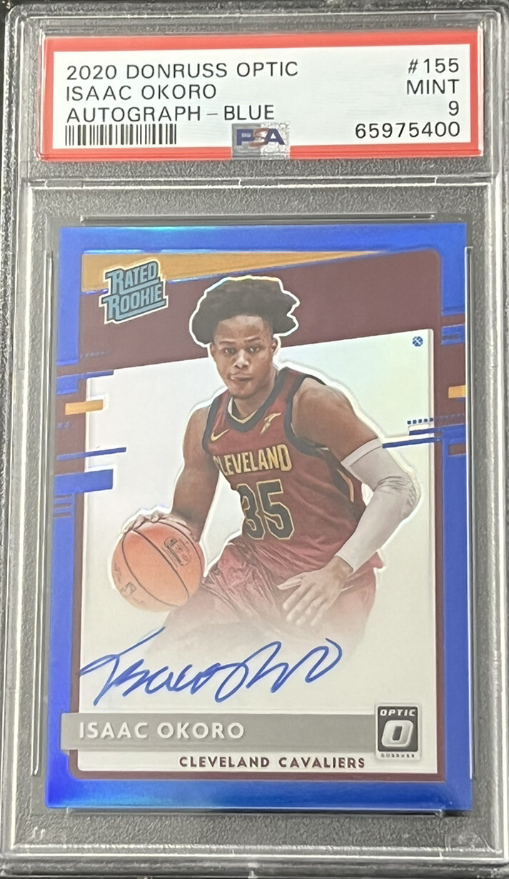 2020-21 Donruss Optic Blue Prizm #155 Isaac Okoro RC Rookie AUTO /49 PSA 9 MINT