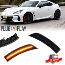 Full LED Side Marker Lights Fender Lamp Smoke For 2022-up Toyota GR86 Subaru BRZ