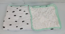 Cloud Island Multi Layer Cotton Muslin Baby Blanket White Gray Green Gold Star