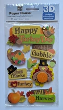 Happy Turkey Day Thanksgiving Fall Harvest Scrapbooking Stickers By Paper House