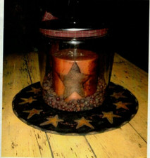 Stars Vines Tablemat Penny Rug Wool Pattern Primitive Country Folk Art