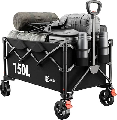 SUNULA Bollerwagen Faltbar Handwagen bis 80KG Klappbar Transportkarre Ultraleicht 4,8KG