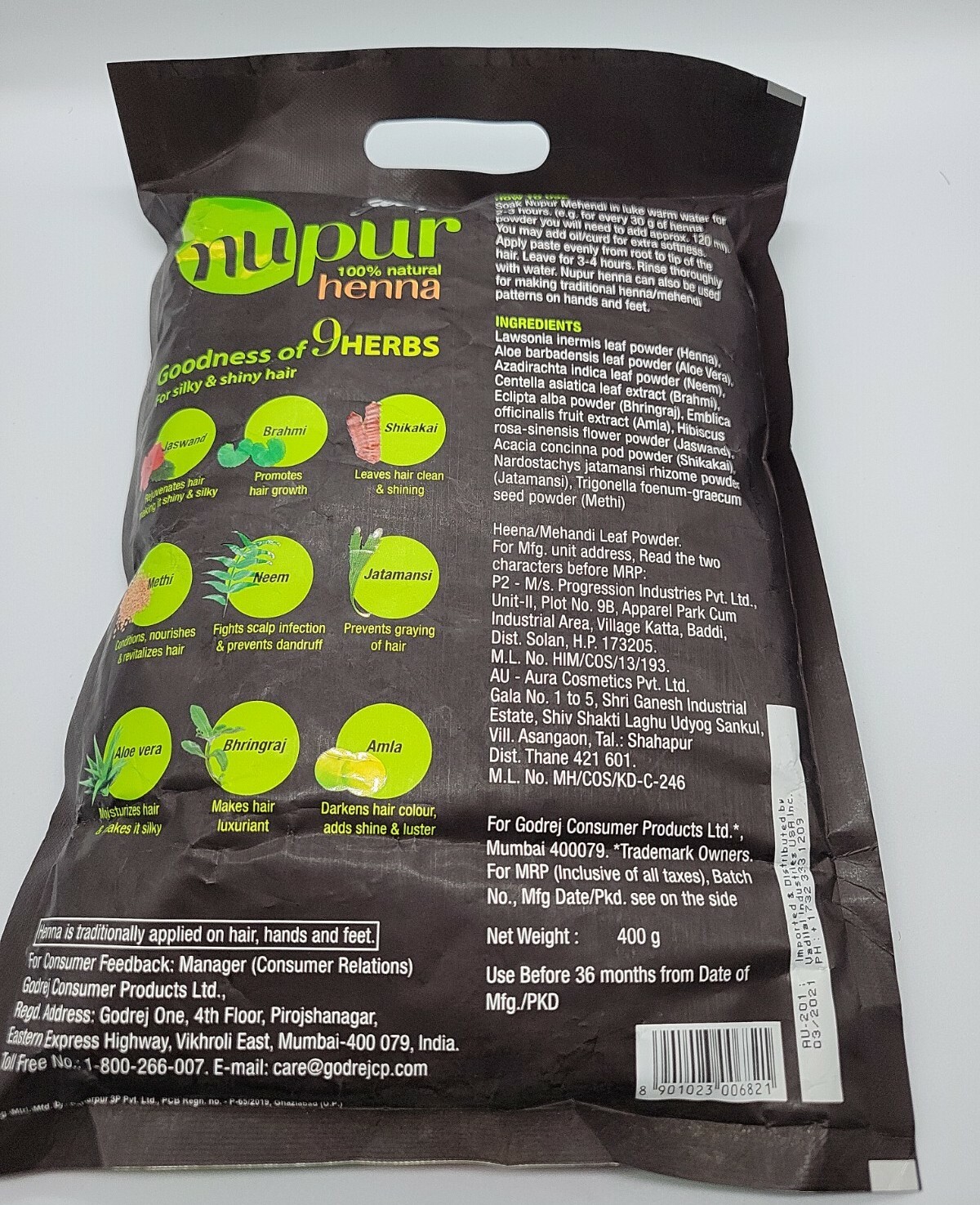 Godrej Nupur Henna Natural Mehndi for Hair Color with Goodness of 9 Herbs 120gra
