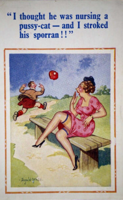AK Meer Comic freche gewagte Bankstrümpfe Constance Donald McGill 1855