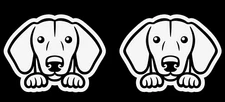 Two Pack Dachshund 5" White Vinyl Decals Car Truck Windows Laptop Tablet Mailbox