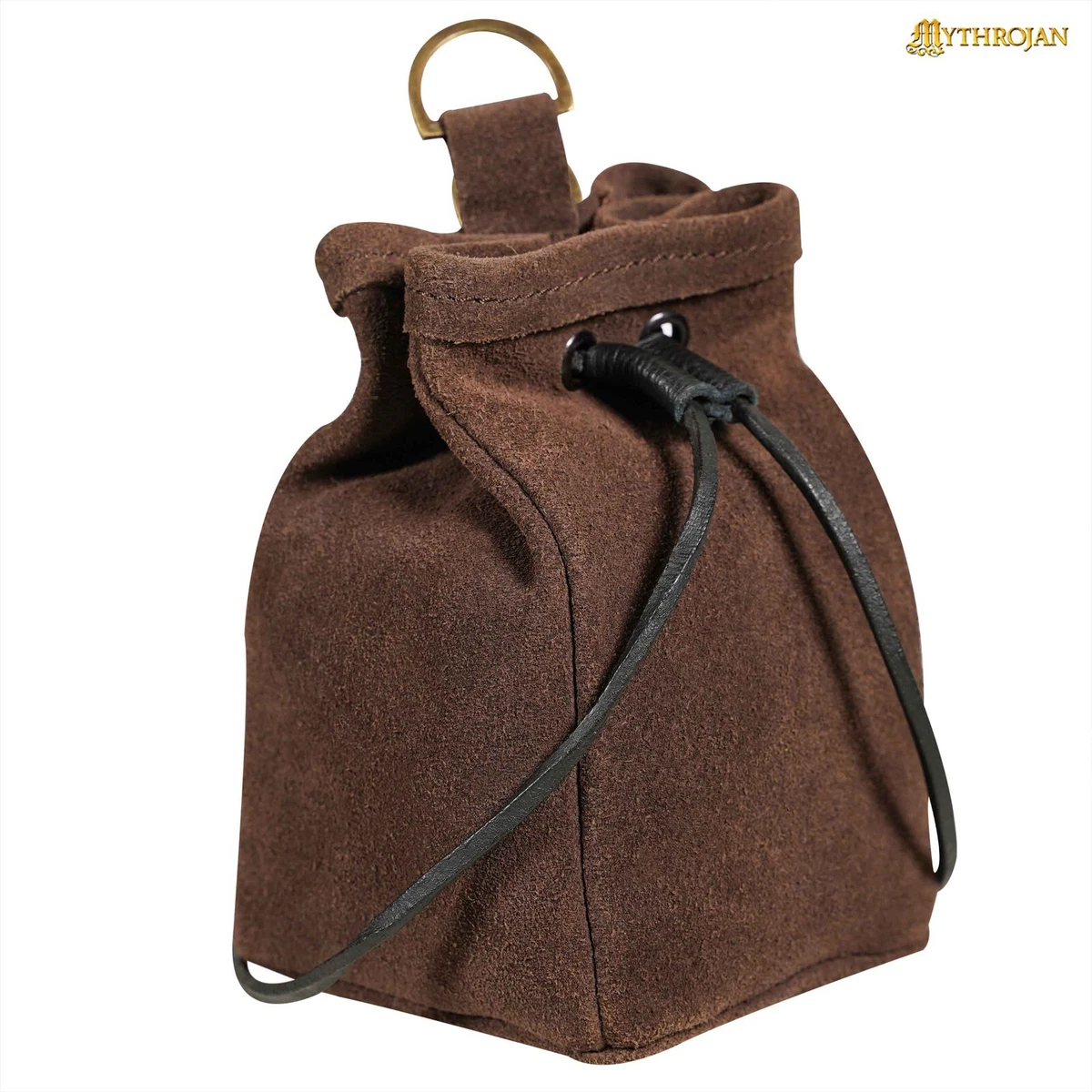 Leather Belt Pouch Medieval Renaissance LARP SCA Cosplay Waist Bag Black Small e
