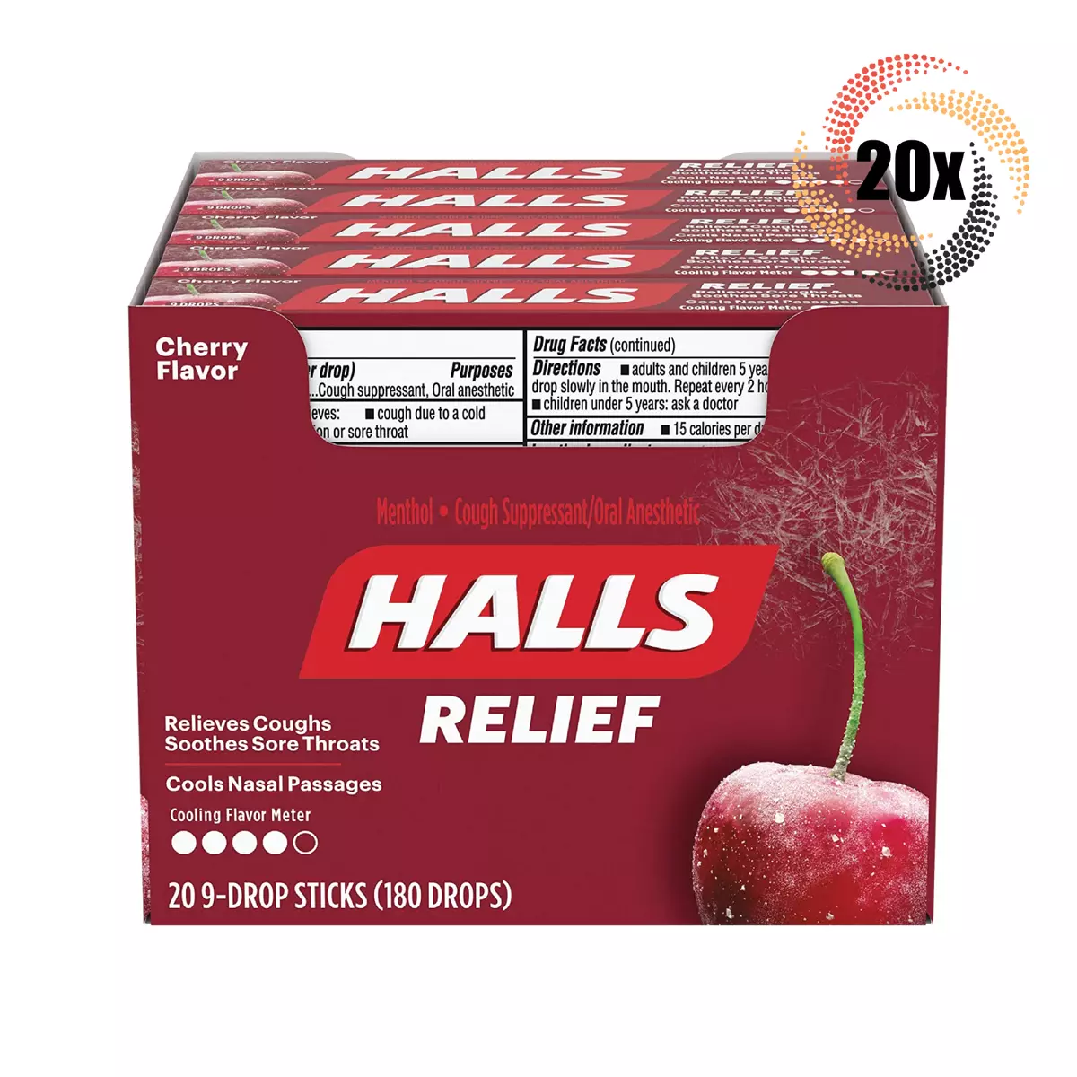 HALLS Relief Cherry Cough Drops, 30 Drops