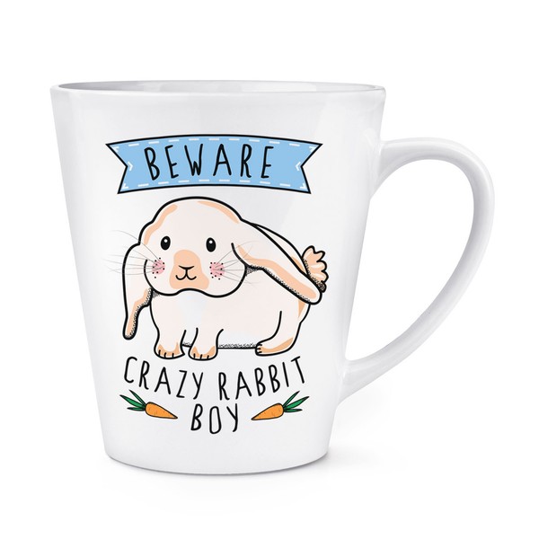 Beware VerrüCkte Hase Jungen 341Ml Latte Becher Tasse - Lustig Tier Haustier-image