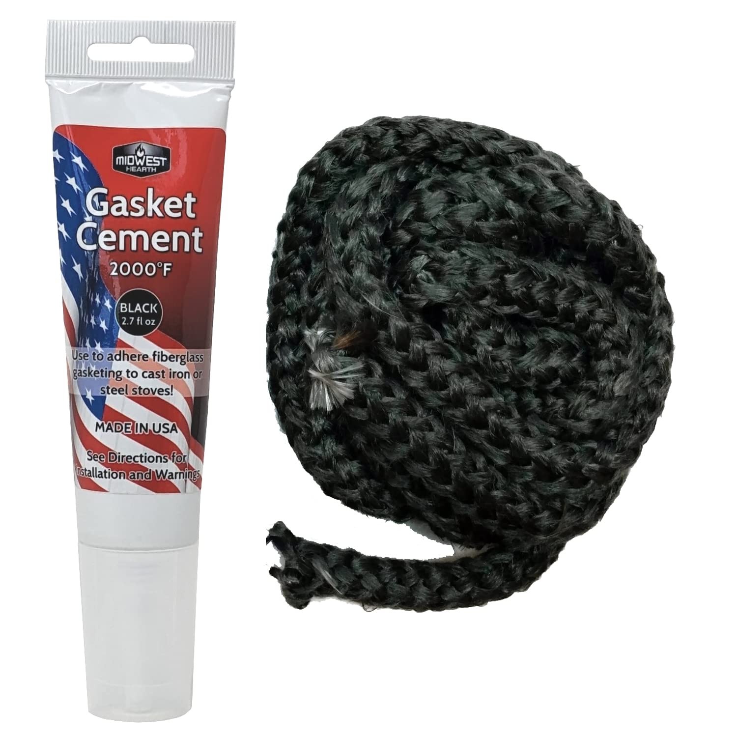 Midwest Hearth Wood Stove Gasket Kit - Graphite Fiberglass 1/2 x 84