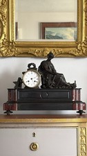 French 1860-90s Masonic Slate Clock spelter /bronze Compass Beautiful Condition