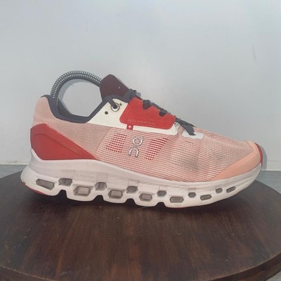 On Cloudstratus V2 Women s 8 Rose White Athletic Running Shoes Sneakers Comfort