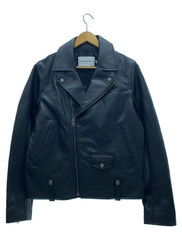 GIACCA COACH RIDERS PELLE MOTO DOPPIA S MUCCA NERA USATA