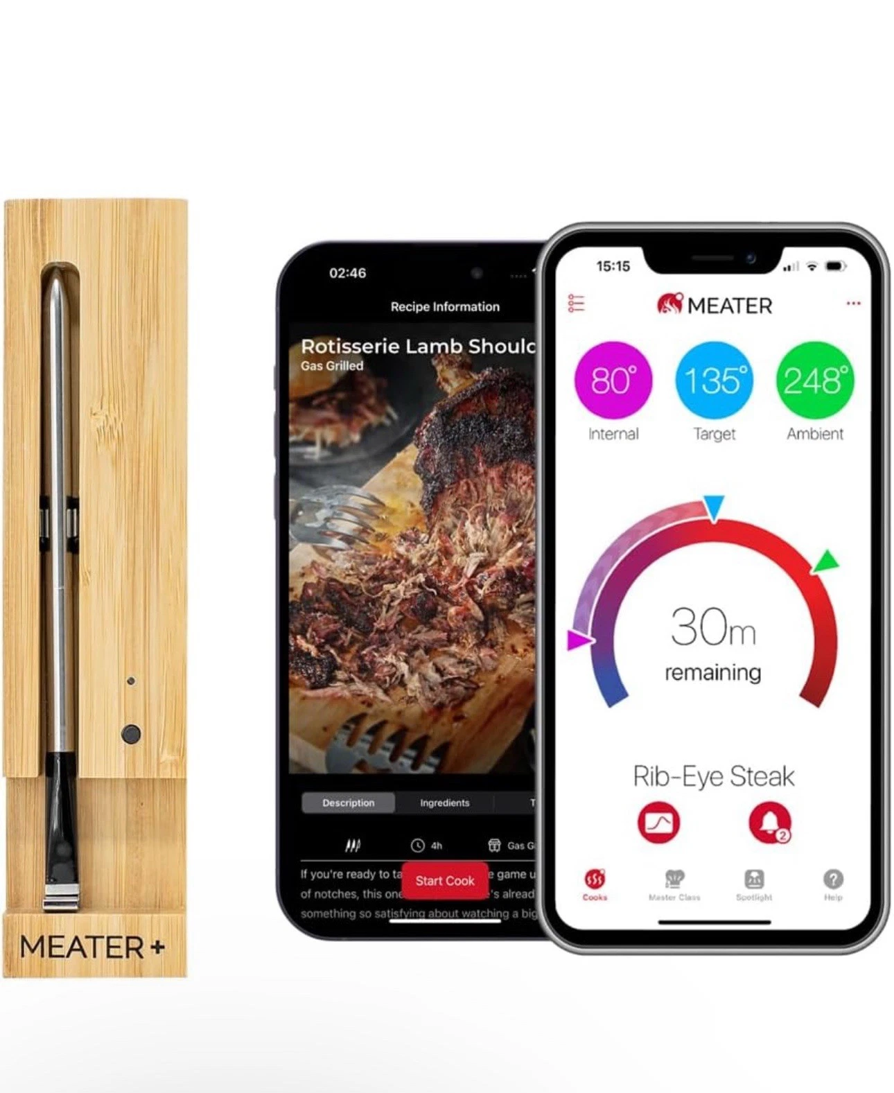 Meater Plus: Smart Bluetooth wireless Meat Thermometer Long Range App Controlled