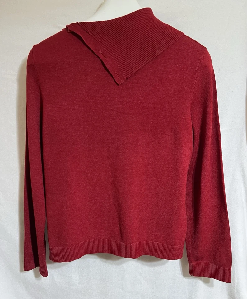 Women’s large mock neck lay button accent sweater red vintage 80S Retro R - Image 2 of 4