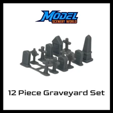 Graveyard Set (12pcs) Resin - HO Scale - Gray
