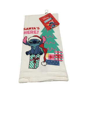 Disney Stitch 2 Pack Hand Kitchen Towels Christmas Tree Santa s Here NWT