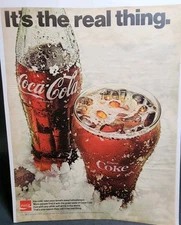 1971 Coca Cola Vintage Original Print Ad "It's The Real Thing"  Soda In Glass