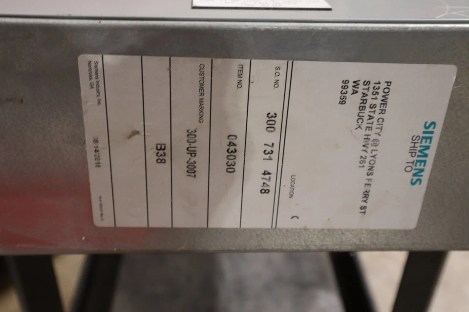 SIEMENS P1 250A 208Y/120V P1C30BL100ATST CULATA VASO PRINCIPAL HS47 Foto 3 de 4