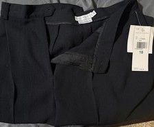 Garfield  Marks  Black Ribbed Pleated Hi Rise Straight Sydney Trouser New