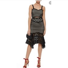 $495 NWT Alice + Olivia Tamika Cutout Handkerchief black lace Dress Sz 10 /fits8