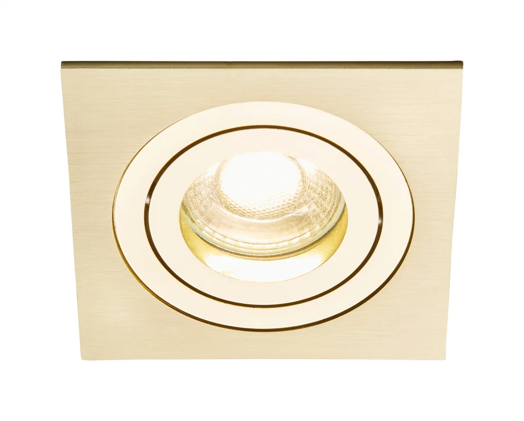 Downlight Brass Pasto Tilt IP20 Satin Square Single InLight INL-38617-POLBRS