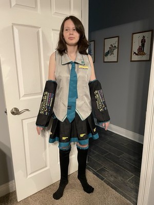 Hatsune Miku Vocaloid Cosplay Costume Halloween Girls L Fits Like Adult XS/S