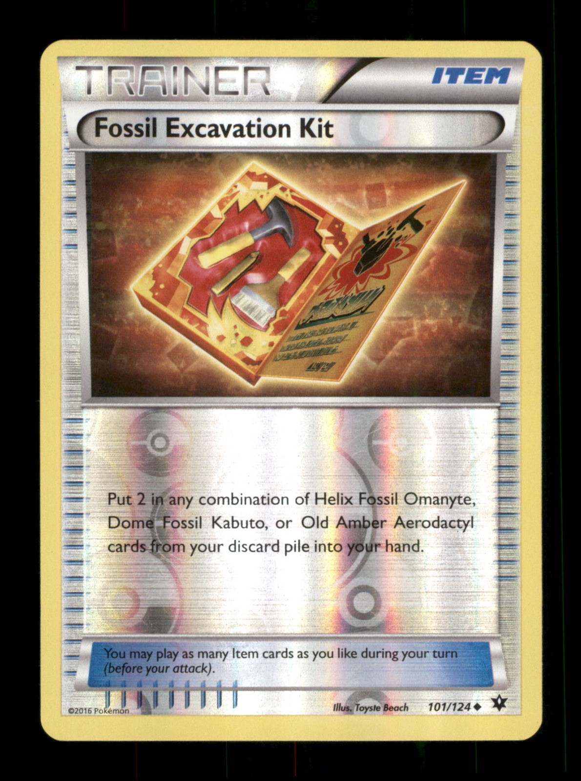 Fossil Excavation Kit 101/124 Foil Nintendo  Pokemon Trading Card TCG