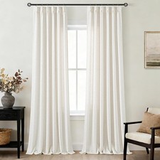 Pinch Pleated Linen Curtains 108 Inches Long for Living Room 2 Panels Set
