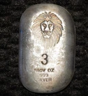 Lion's head TONED 3oz 999 FINE Silver round bar ingot C6808