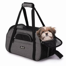 JESPET Soft-Sided Pet Carrier for Small Dogs and Cats, Smoke Grey, 19"
