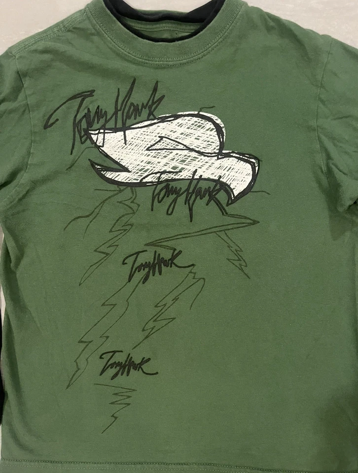 Camiseta Tony Hawk verde aspecto en capas negra manga larga juvenil pequeña 8 Foto 2 de 4