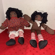 2 African American Rag Doll~11” Tall- Estate Find
