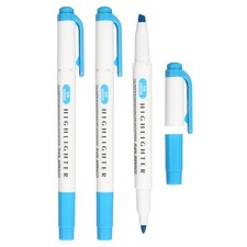 3Pack Broad and Round Tips Highlighter, Bright Blue