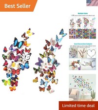 Beautiful Multi-Purpose Butterfly Wall Stickers - 80 PCS Waterproof and Reusable